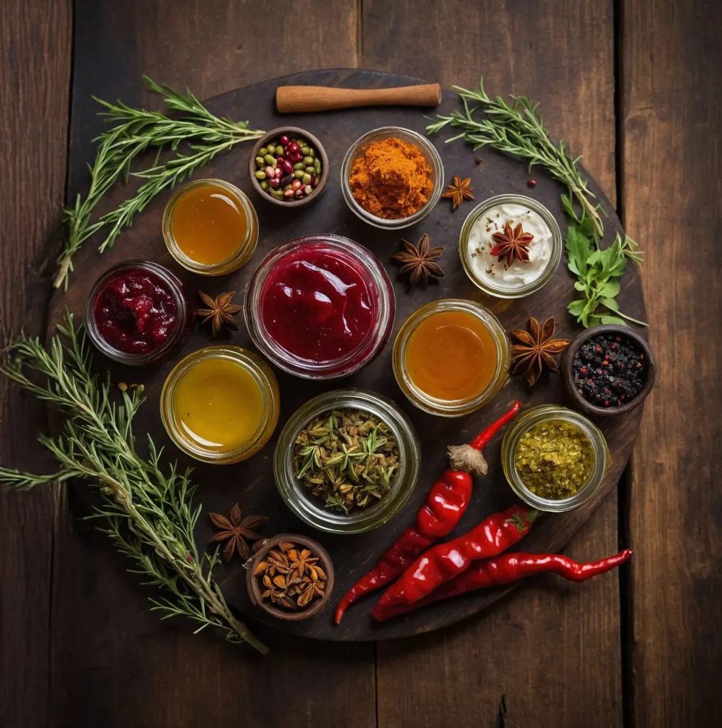 plato con diferentes tipos de salsas